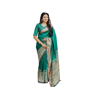 flosive women39s beautiful dola silk woven border with zari blouse piece green