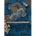 Flosive Women's Saree For And Girls Heavy Rangoli Silk Ready to Wear Saree With Embroidery Cording Work Koti Fully Stiched (BLUE)