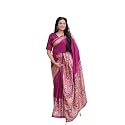 Flosive Women's Beautiful Dola silk Woven Border With Zari Blouse Piece (WINE)