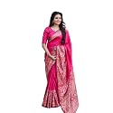 Flosive Women's Beautiful Dola silk Woven Border With Zari Blouse Piece (RANI PINK)