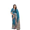 Flosive Women's Beautiful Dola silk Woven Border With Zari Blouse Piece (TEAL BLUE)