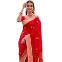 Flosive Women's Kanjivaram Silk Saree With Handloom Weaving Work With Blouse