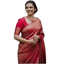 Flosive Women's Kanjivaram Silk Saree With Handloom Weaving Work With Blouse