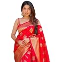 Flosive Women's Kanjivaram Silk Saree With Handloom Weaving Work With Blouse