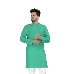 Flossy Mens Cotton Blend Plain Solid Kurta