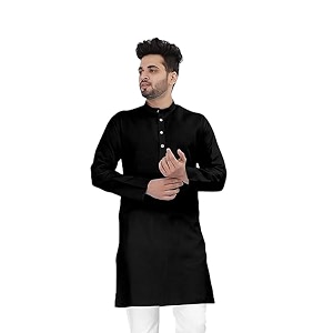 Flossy Mens Cotton Blend Plain Solid Kurta