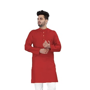 Flossy Mens Cotton Blend Plain Solid Kurta