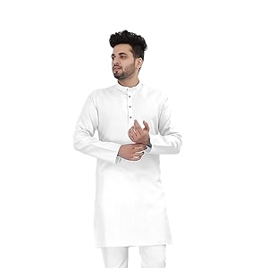 Flossy Mens Cotton Blend Plain Solid Kurta