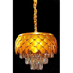 floston k9 glass crystal pineapple shape chandelier for living room with 3 color 40w led lights for home and decoration 400mm