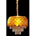 FLOSTON K9 Glass Crystal Pineapple Shape Chandelier for Living Room with 3 Color 40W LED Lights for Home and Decoration (400mm)…