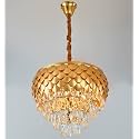 FLOSTON Pineapple Shape 4 Tier-K9 Grade Glass Crystal Chandelier with 3 Color 40W LED Lights for Living Room Bad Room Home and Hallway (500mm)