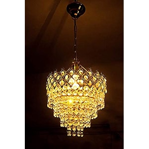 floston 40 watt home and garden decorative pendant crystal chandelier for living room golden 250 mm