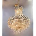 FLOSTON 40 watt Home and Garden Decorative Pendant Crystal Chandelier for Living Room (Golden, 480 mm)