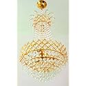 FLOSTON 40 watt Home and Garden Decorative Pendant Crystal Chandelier for Living Room (Golden 300 mm)