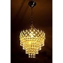FLOSTON 40 watt Home and Garden Decorative Pendant Crystal Chandelier for Living Room (Golden, 250 mm)