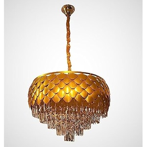floston pineapple shape 5 tier-k9 grade glass crystal chandelier with 3 color 40w led lights for living room home and hallway600mm