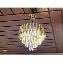 FLOSTON Antique Pure Gold Chandelier with K9 Grade Crystal for Home and Living Room Light Fixture 400mm