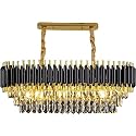 FLOSTON Modern Squere Black Gold Crystal Chandelier(400mm)…