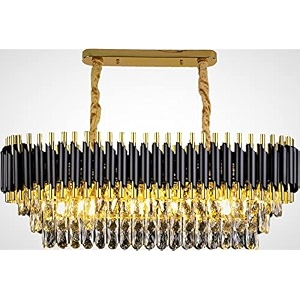 floston modern 3-tier k9 crystal oval black gold chandelier ceiling light pendant light fixture for living room bedroom and hallway 600x300