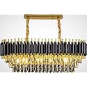 FLOSTON Modern 3-Tier K9 Crystal Oval Black Gold Chandelier Ceiling Light Pendant Light Fixture for Living Room Bedroom and Hallway 600x300