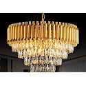 FLOSTON Modern Crystal 4-Tier Gold Chandeliers With Ceiling Light Fixture For Living Room Bedroom And Hallway 500Mm
