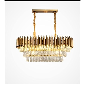 floston modern crystal 3-tier oval gold chandeliers with ceiling light fixture for living room bedroom and hallway_600x300g