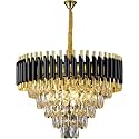 FLOSTON Modern Chandelier for Living Room and Hallway Light Fixture(600_Black_Gold)