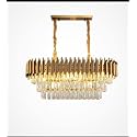 FLOSTON Modern Crystal 3-Tier Oval Gold Chandeliers with Ceiling Light Fixture for Living Room Bedroom and Hallway_600x300G