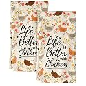 Miss Adola Flour Sack Kitchen Towels - Set of 2 Spring Dish Towels with Hanging Loop 18x26 Inch Absorbent Reusable Cotton Cloths for Cleaning Cute Design Home Decorative Housewarming, Gongji Garden