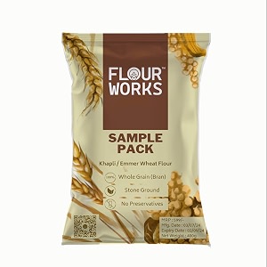 flourworks khapli wheat aata 400 grams  meadow  emmer wheat flour  nutrient-rich  high fibre  diabetic friendly atta  stone mill ground fresh flour  sample pack