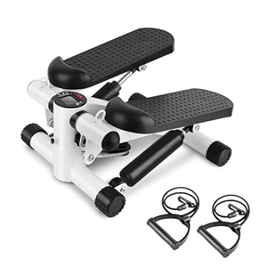 flovtrix portable 2-in-1 mini stepper machine with adjustable resistance bands lcd monitorlegs thighs waisttone your buttocks cardio exercise and 2 bungee cords for homegym workouts for all