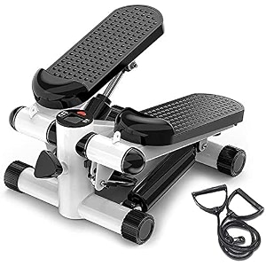 portable mini stepper machine with adjustable resistance bands lcd monitorlegs thighs waisttone your buttocks cardio exercise and 2 bungee cords for homegym workouts for all 1