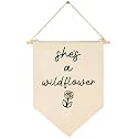 Flower Art-Flag Sign Gift for Baby Newborn Girls Kids-Banner Pennant Wall Decor Present for Nursery Bedroom Playroom -Baby Present Shower-New Home Birthday Christmas Gift-She’s a Wildflower
