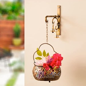 flower basket for home decoration  outdoor decoration  home entrance hanging items - wall hanging items-irongold