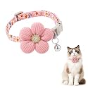 Flower Cat Collar with Bell, Adjustable Breakaway Kitten Collar for Cats