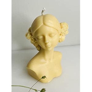 flower head lady sculpture women candle  daffodil yellow color  mischeif scented  100 soy wax 125gm