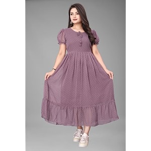 flower printed georgette maxi dress for beautiful women