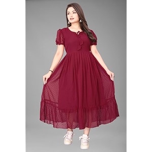 flower printed georgette maxi dress for beautiful women