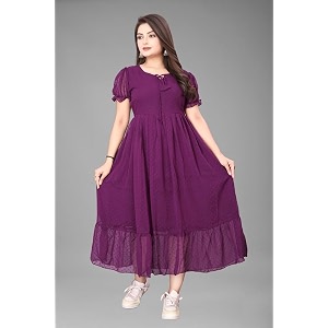 flower printed georgette maxi dress for beautiful women