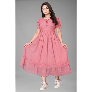 flower printed georgette maxi dress for beautiful women