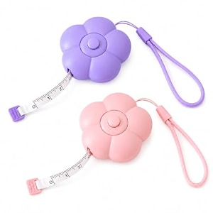 flower shape retractable measuring tape  soft tape measure for body sewing tailor fabric waist measurement portable cute tape with strap for women