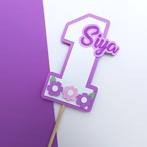 flower theme personalized birthday cake topper for kid39s birthday
