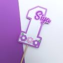Flower theme Personalized Birthday Cake Topper for Kid's Birthday