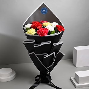 floweraura premium fresh live flower bouquet of 10 mix carnations in designer paper gift for birthday  anniversary  love  home decor  fathers day gift for dad same day delivery