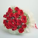 FlowerAura Premium Fresh Live Flower Bouquet of 20 Red Roses In Jute Packing Gift For Birthday | Anniversary | Love | Home Decor | Fathers Day Gift For Dad (Same Day Delivery)