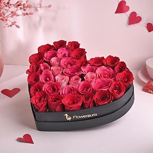 floweraura premium fresh live flower bouquet of 25 red roses in fa heart box gift for birthday  anniversary  love  home decor  fathers day gift for dad same day delivery
