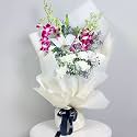 FlowerAura Fresh Live Flower Bouquet of 10 Carnation, 1 Lily & 6 Purple Flowers In Non Woven Paper Gift For Birthday | Anniversary | Love | Home Decor | Fathers Day Gift For Dad (Same Day Delivery)