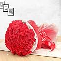 FlowerAura Premium Fresh Live Flower Bouquet of 20 White Carnations &amp; Red Roses In Wrapping Paper Gift For Birthday | Anniversary | Love | Home Decor | Fathers Day Gift For Dad (Same Day Delivery)