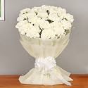 FlowerAura Premium Fresh Live Flower Bouquet of 20 White Carnations In Non Woven Paper Gift For Birthday | Anniversary | Love | Home Decor | Fathers Day Gift For Dad (Same Day Delivery)