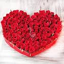 FlowerAura Premium Fresh Live Flower Bouquet of 100 Red Roses In FA Heart Shape Box Gift For Birthday | Anniversary | Love | Home Decor | Fathers Day Gift For Dad (Same Day Delivery)